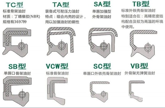 不同類型的骨架油封結(jié)構(gòu)